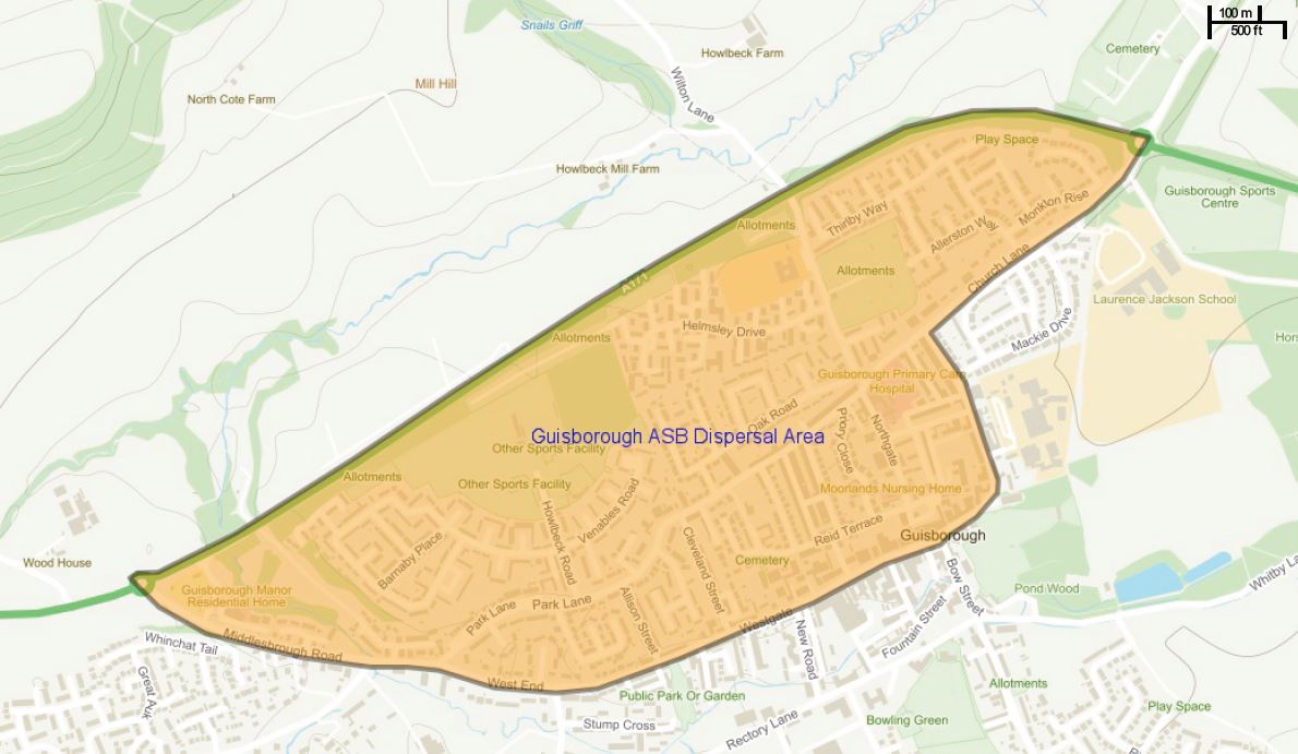 A dispersal order has been put in place this afternoon in Guisborough to tackle anti-social behaviour