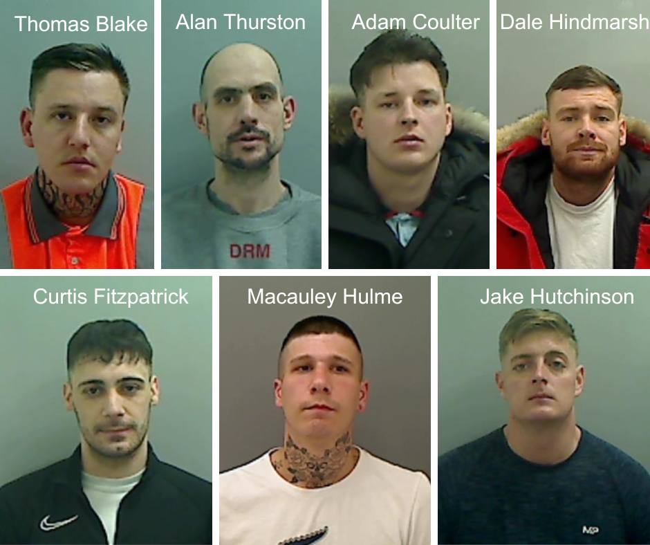 Seven men have today been sentenced to more than 27 years in prison 