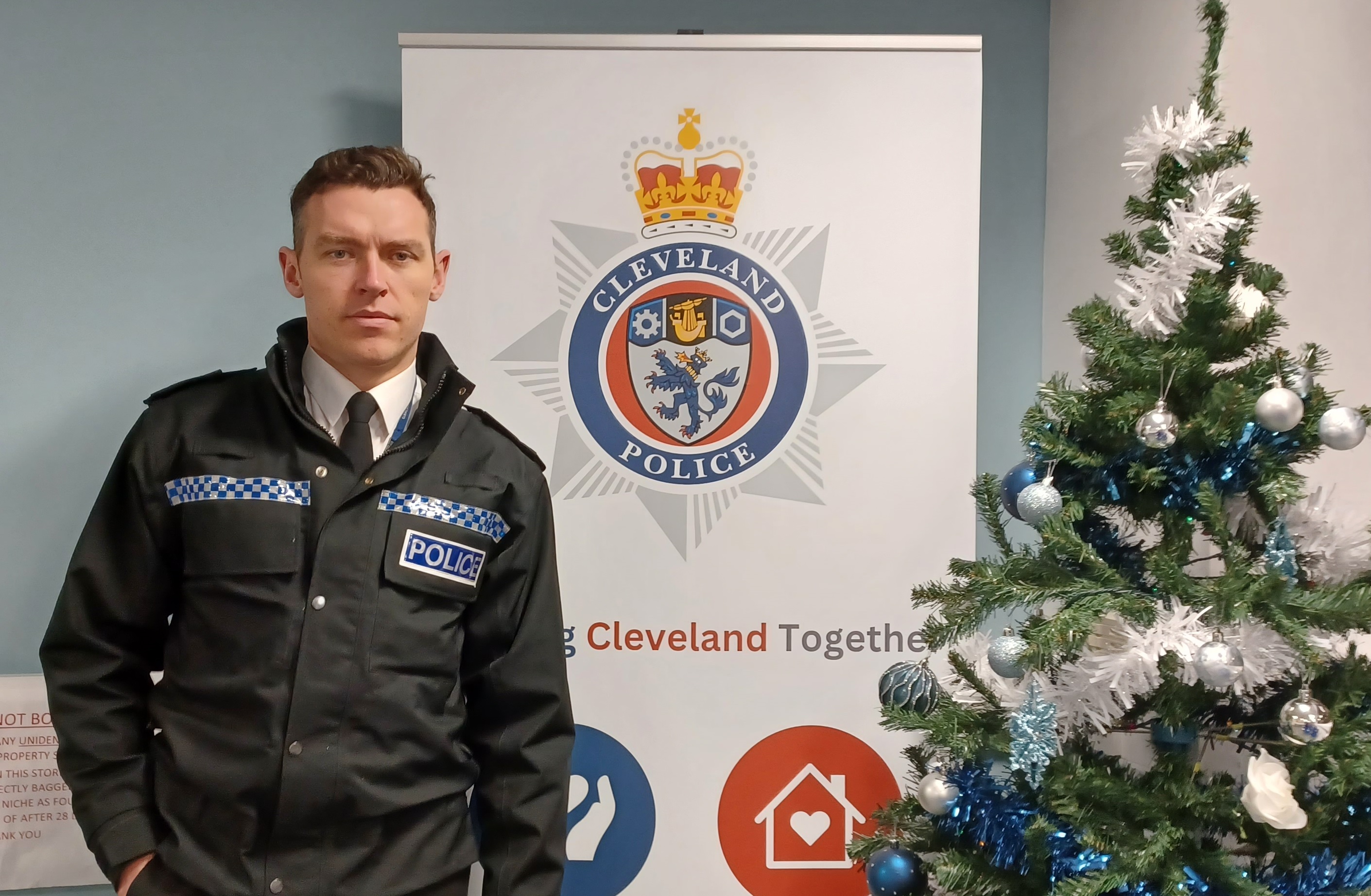 Martin Hopps with Christmas tree
